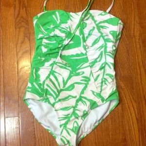 Lily Pulitzer green leafy one piece bathing suit